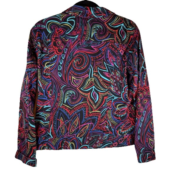 Chico's Jacket Large Size 2 Multi-Color Long Sleeve Button Front Travel Cotton - Picture 2 of 7